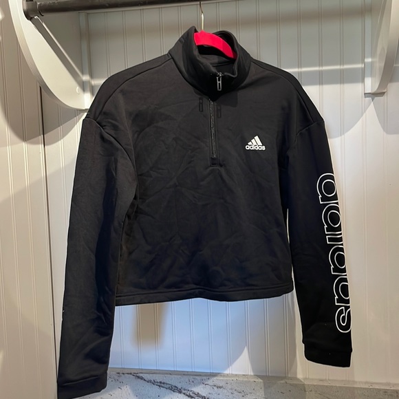 adidas Tops - Adidas quarter zip mock turtle neck crop sweatshirt